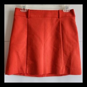 Orange Mini A-Line Skirt with Pleats